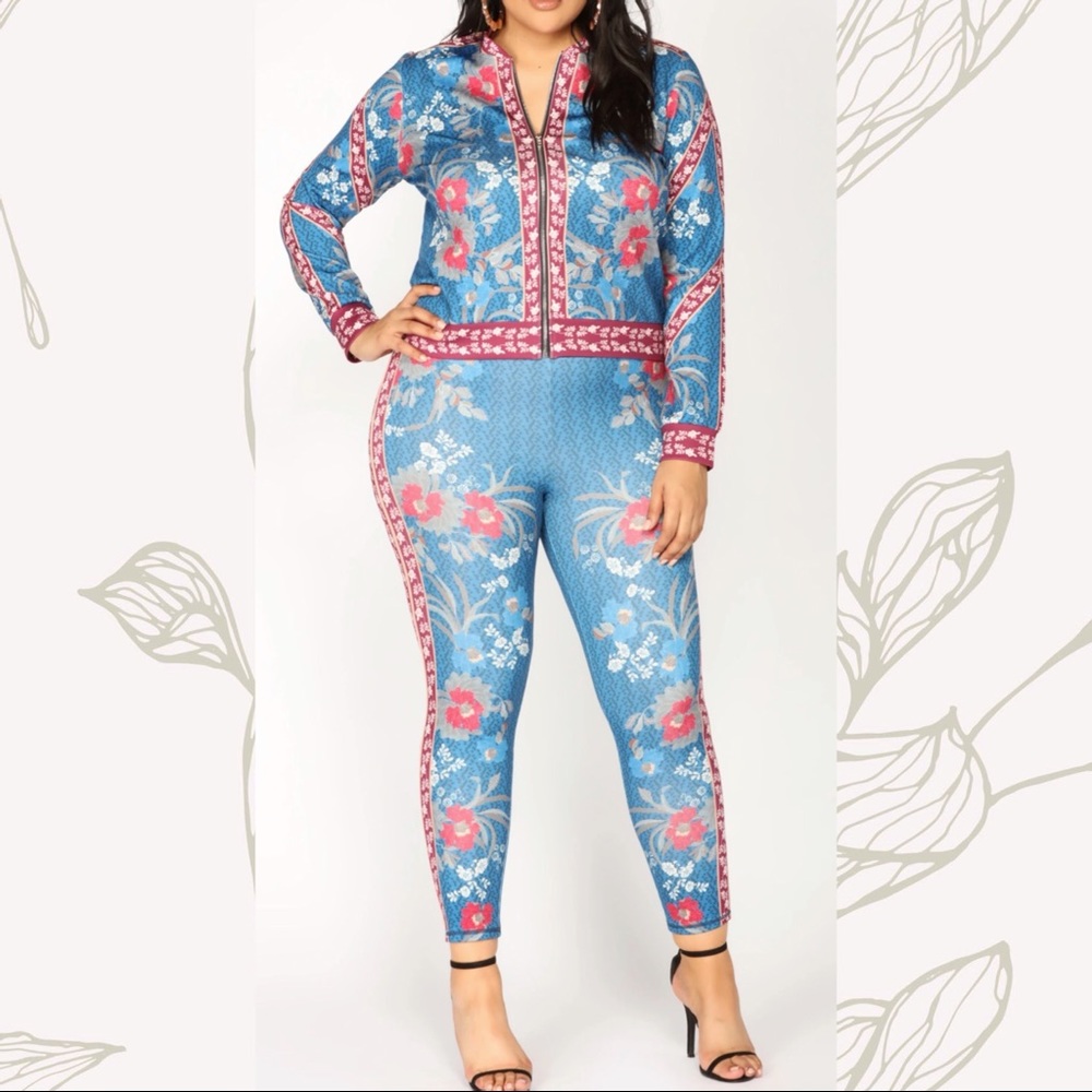 Fashion Nova Floral Jogger Set Plus Size